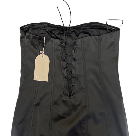 Meshki Amaya Lace Up Corset Mini Dress Size Medium Black NWT - Picture 5 of 14